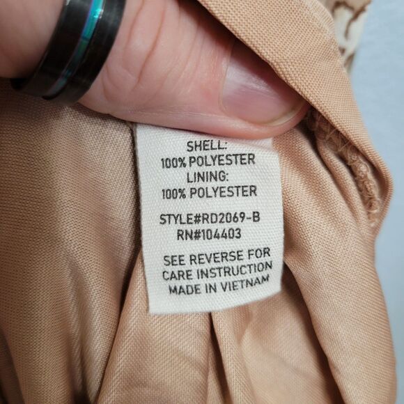 AUGUST SKY Womens Beige Floral Smocked Flutter Sleeve Midi Dress Cottagecore SM - Picture 6 of 7